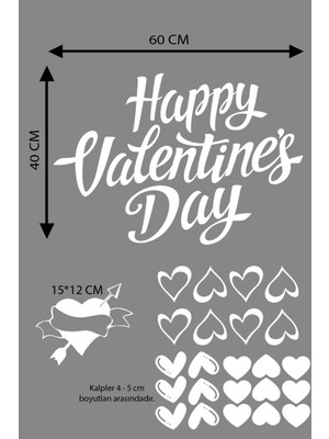 Narnuga Happy valentine's day sevgililer günü sticker kalp, love, ı love you cam, duvar sticker etiket seti