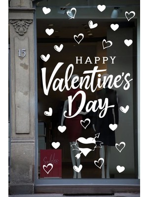 Narnuga Happy Valentine's Day Sevgililer Günü Sticker Kalp, Love, I Love You Cam, Duvar Sticker Etiket Seti