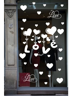 Narnuga Happy Valentine's Day Sevgililer Günü Sticker Kalp, Love, I Love You Cam, Duvar Sticker Etiket Seti