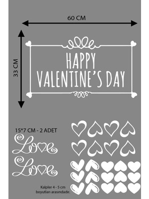 narnuga happy valentine's day sevgililer günü sticker kalp, love, ı love you cam, duvar sticker etiket seti