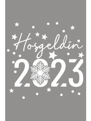 Narnuga El Yazısı ile Hoşgeldin 2023 Yazısı ve Kar Tanesi Vitrin,cam Mağaza Süslemeleri (70X60CM)