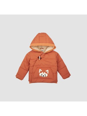 Erkek Bebek Tilki Aplikeli Şişme Mont
