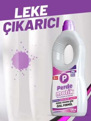 Perdematik Tül, Dantel Perde ve Hassas Kumaşlar Için Sıvı Vegan %100 Yerli Çamaşır Deterjanı 1200 ml
