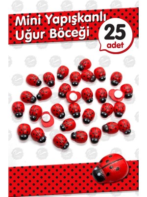 Küçük Kırmızı Yapışkanlı Uğur Böceği Ahşap Boncuk Süs 1cm  25 Adet -T1057