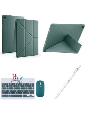 Samsung Galaxy Tab A9 Plus X210 11'' Uyumlu Standlı Kılıf Dokunmatik Kalem ve Klavye Mouse 3'lü Set