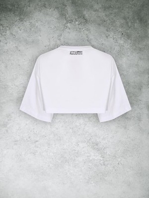 Alejandro Beyaz Crop T-Shirt