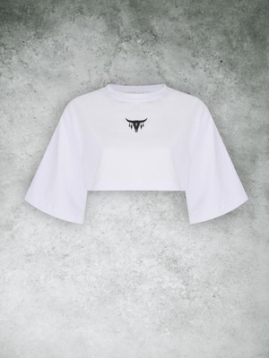 Alejandro Beyaz Crop T-Shirt