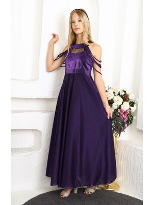 Pantulux Kız Çocuk Mürdüm Uzun Abiye Elbise Düğün KIYAFETI-ABY-2029