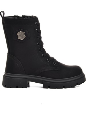 Ayakmod 24028-F Siyah-Zümrüt Geniş Kalıp Içi Polarlı Çocuk Bot