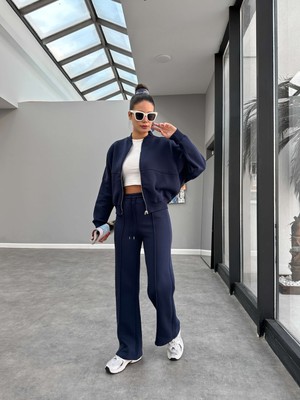 Çimalı Fermuar Detay Şardonlu Eşofman Takım