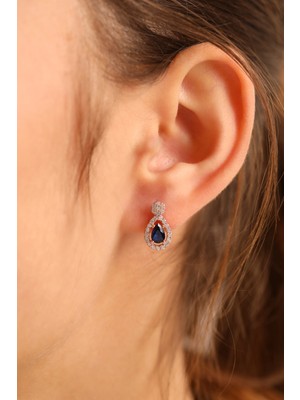 925 Ayar Gümüş Pırlanta Model Asalet Mührü Kadın Küpe (Özel Kutulu)