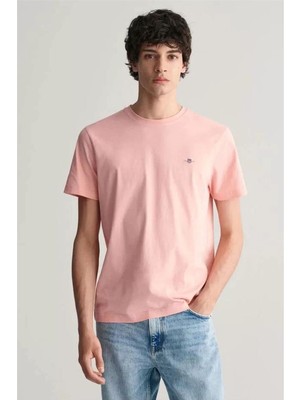 Gant Erkek Pembe Regular Fit Bisiklet Yaka Logolu T-Shirt