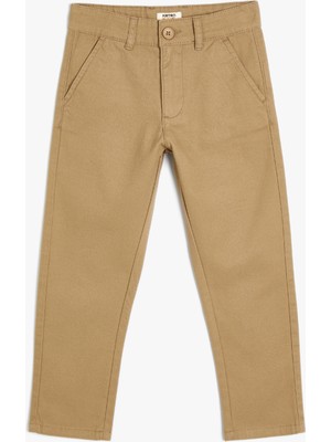 Koton Chino Okul Pantolonu Cepli Pamuklu