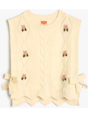 Koton Örgü Kazak Kolsuz Yanları Bağlamalı Bisiklet Yaka