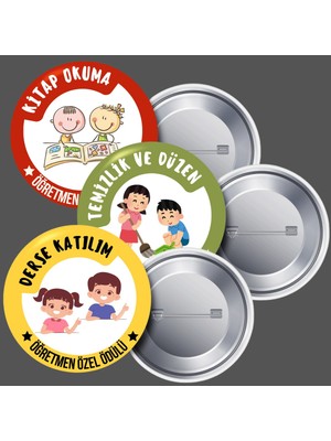 DeBu 30 Adet Derse Katılım Temizlik ve Düzen Kitap Okuma Öğretmen Özel Ödülü Rozetleri
