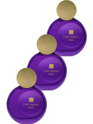 Meyveli Kokuya Sahip Avon Far Away Rebel Kadın Parfüm EDP 50 ml Üçlü Set