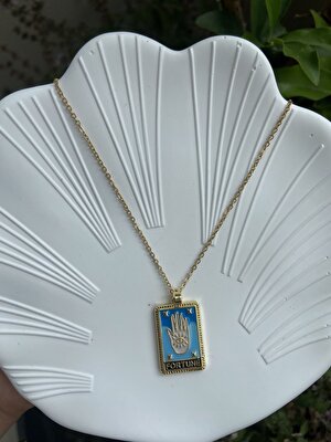 Anetta Jewelry Altın Renk Çelik Tarot( Fortune) Plaka Kolye