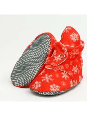 Ella Bonna Organik Pamuk Bebek Pandufu, Kaydırmaz Taban, Yenidoğan Patiği, Ev Kreş Ayakkabısı, Yılbaşı Özel Kar Tanesi