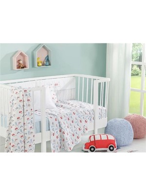 Xpetrana Winta- English Home Mini Cars Pamuklu Bebek Nevresim Takımı Lastik Çarşaflı 100X150 cm Mavi