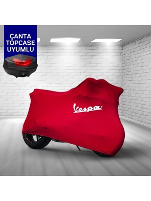 Ultra Shop Vespa Gts 125 Supersport Motosiklet Branda Top Case Çanta Uyumlu Kumaş Kırmızı Motor Brandası