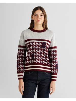 Gant Kadın Bordo Relaxed Fit Bisiklet Yaka Logolu Kazak 4805274.604