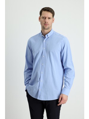 Uzun Kol Regular Fit Keten Görünümlü Pamuk Spor Gömlek