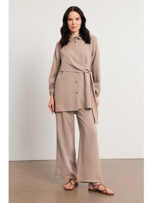 Perla Tunik Pantolon Takım - Bej
