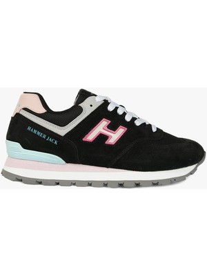 Hammer Jack Chile Hakiki Deri Siyah Pembe Mavi Kadın Spor Ayakkabı