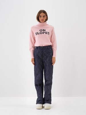 Kadın Pembe Doğal Yün Dokulu Oversize Kazak