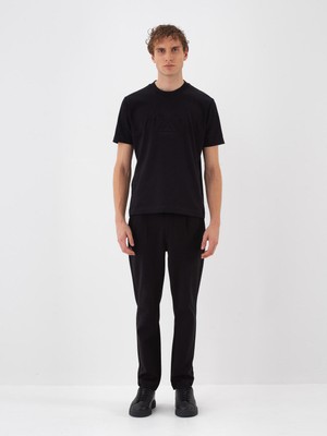 Erkek Siyah Pamuk Dokulu Regular Fit Tişört