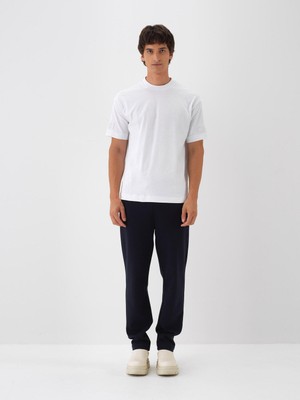 Erkek Beyaz Pamuk Dokulu Regular Fit Tişört