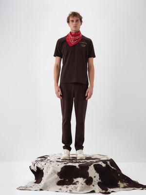 Erkek Kahverengi Pamuk Dokulu Regular Fit Tişört