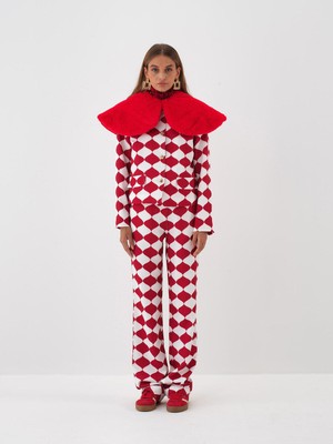 Xint Kadın Kırmızı Formunu Koruyan Regular Fit Panço