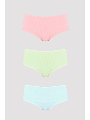 Nbb Pudra Yeşil Mavi  3lü Kaşkorse Yüksel Bel Külot