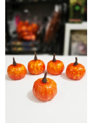 Pekshop Halloween Balkabağı Figür Süs 5cm - 5 Li Set Cadılar Bayramı Kabak Figür Masa Süsleri 5 Adet