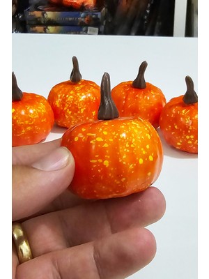 Pekshop Halloween Balkabağı Figür Süs 5cm - 5 Li Set Cadılar Bayramı Kabak Figür Masa Süsleri 5 Adet