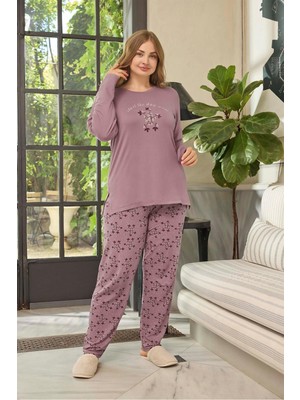 Aydoğan Kadın Inci Büyük Beden Start Koyu Pudra Pijama Takım 0652