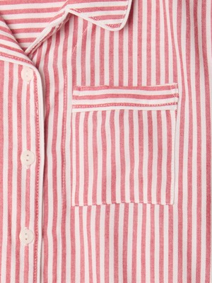 Gap Kız Çocuk Pembe Geri Dönüştürülmüş Çizgili Pijama Takımı