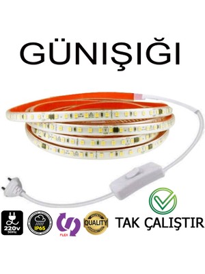 220V Şerit LED Tak Çalıştır Anahtarlı Günışığı Renk (Yüksek Lümen)