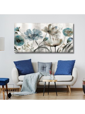 Gaagart Panoramik Kanvas Duvar Tablosu Açık Mavi Gri Modern Tasarım