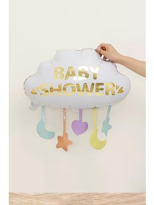 Pekshop Baby shower yazılı bulut şeklinde folyo balon baby shower süsleri