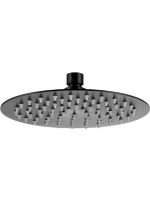 Fause Tepe Duş Başlığı Oval Slim 304 Metal Ø20 cm Siyah KTD105-B