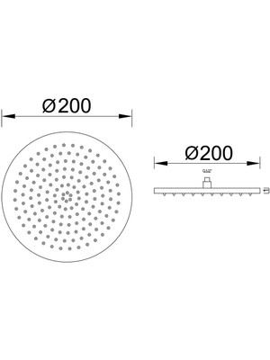 Fause Tepe Duş Başlığı Oval Slim 304 Metal Ø20 cm Siyah KTD105-B