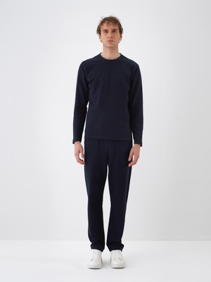 Xint Erkek Lacivert Pamuk Dokulu Regular Fit Uzun Kollu Tişört