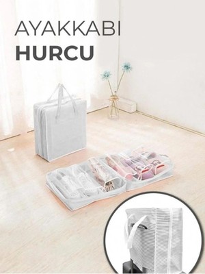 Tekno Trust Ayakkabı Hurcu Çizgili 35X22X40 cm 6 Lı Ayakkabı Organizer Valiz Seyahat Ayakkabı Hurcu