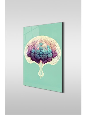 Glaszen Sanatsal Beyin 2 Modern Dikey Cam Tablo
