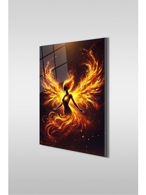 Glaszen Ateş Meleği Modern Dikey Cam Tablo
