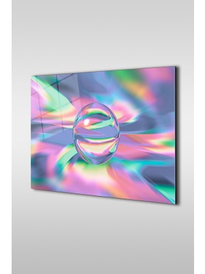 Glaszen Soyut Hologram Küre Dekoratif Yatay Cam Tablo