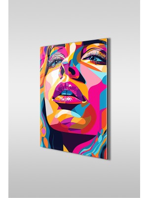 Glaszen Pop Art Kadın Yüzü Modern Dikey Cam Tablo