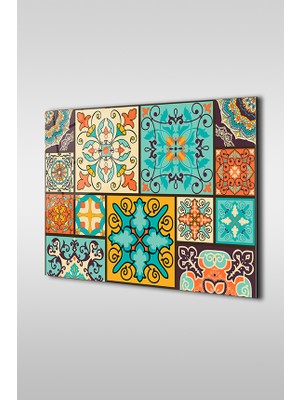 Glaszen Renkli Fayans Desen Dekoratif Yatay Cam Tablo
